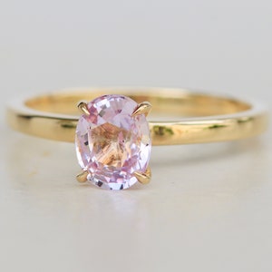 Stunning Peach Sapphire Ring, Unique Peach Sapphire Ring, Handmade Engagement Ring,  One of a kind ring, Hidden Halo Ring, Gift for wife