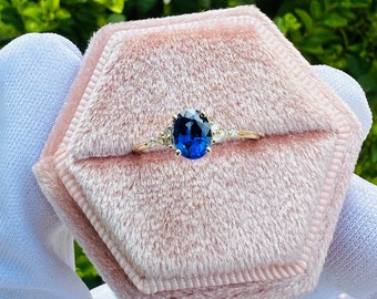 14k Gold Engagement Ring -Sapphire Engagement Ring - Diamond Engagement Ring - Dainty Ring - Blue Sapphire Ring ,Birth dayGift for her