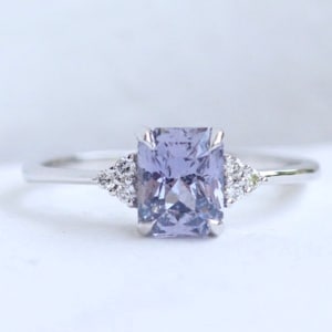 Lavender Sapphire Engagement Ring, Sapphire Engagement Ring 14k White Gold , Diamond Sapphire Ring for Women, Lavender ring for her
