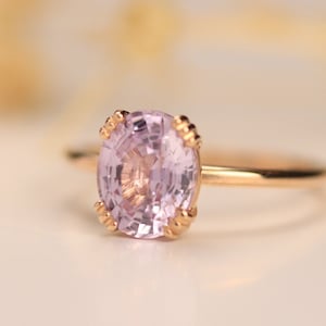 Exceptional Natural Peach Sapphire Engagement Ring, 2ct Light Peach pink  Sapphire ring 14k Rose gold ,Blush Sapphire Ring, Oval Sapphire