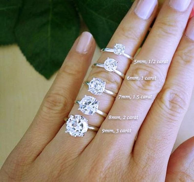 2 ct ROUND CUT White Sapphire Solitaire ENGAGEMENT Ring in Etsy