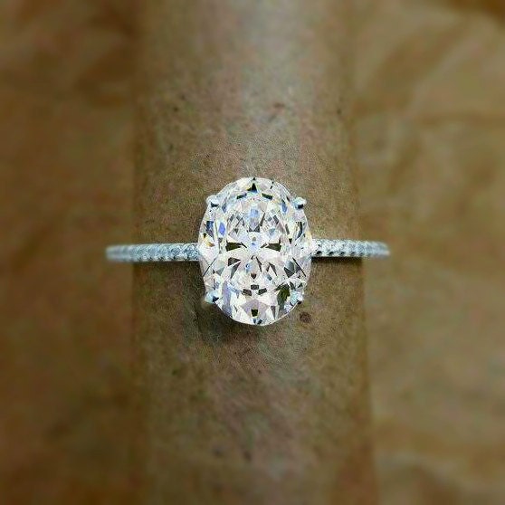 Oval White Sapphire Engagement Ring 2 Carat Natural White Etsy