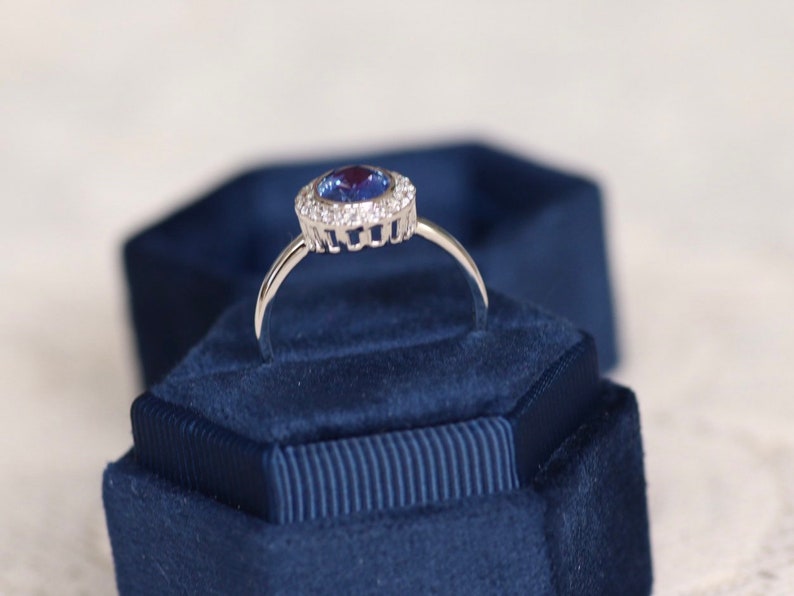Vintage Sapphire Ring Blue Sapphire Engagement Ring White Gold Art Deco Engagement Ring Oval Sapphire diamond wedding ring image 5
