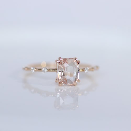 Peach Sapphire Engagement Ring Light Peach Champagne Sapphire Etsy