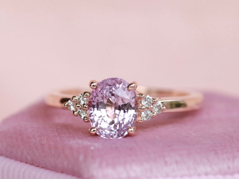 Oval Peach Sapphire Engagement Ring Light Peach Sapphire Etsy