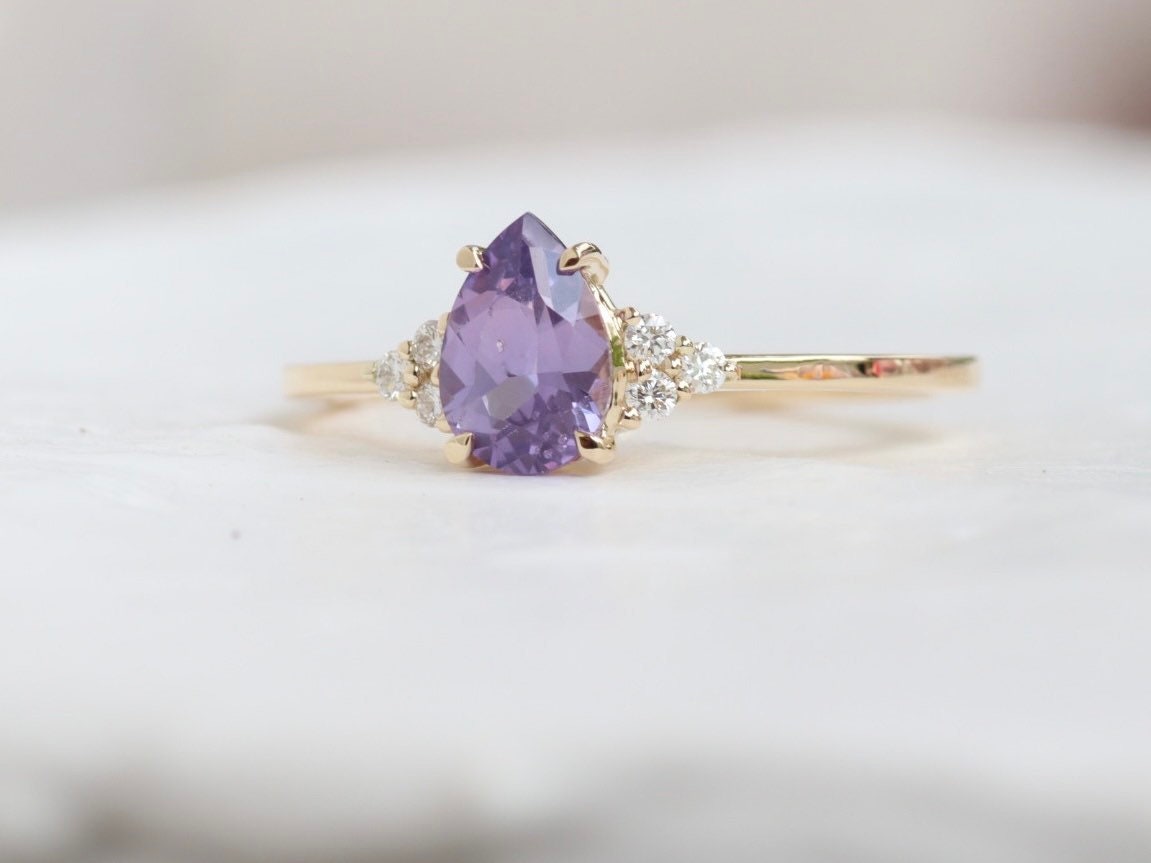Sold Lavender Sapphire Ring 14k Gold Purple Ring Sapphire - Etsy