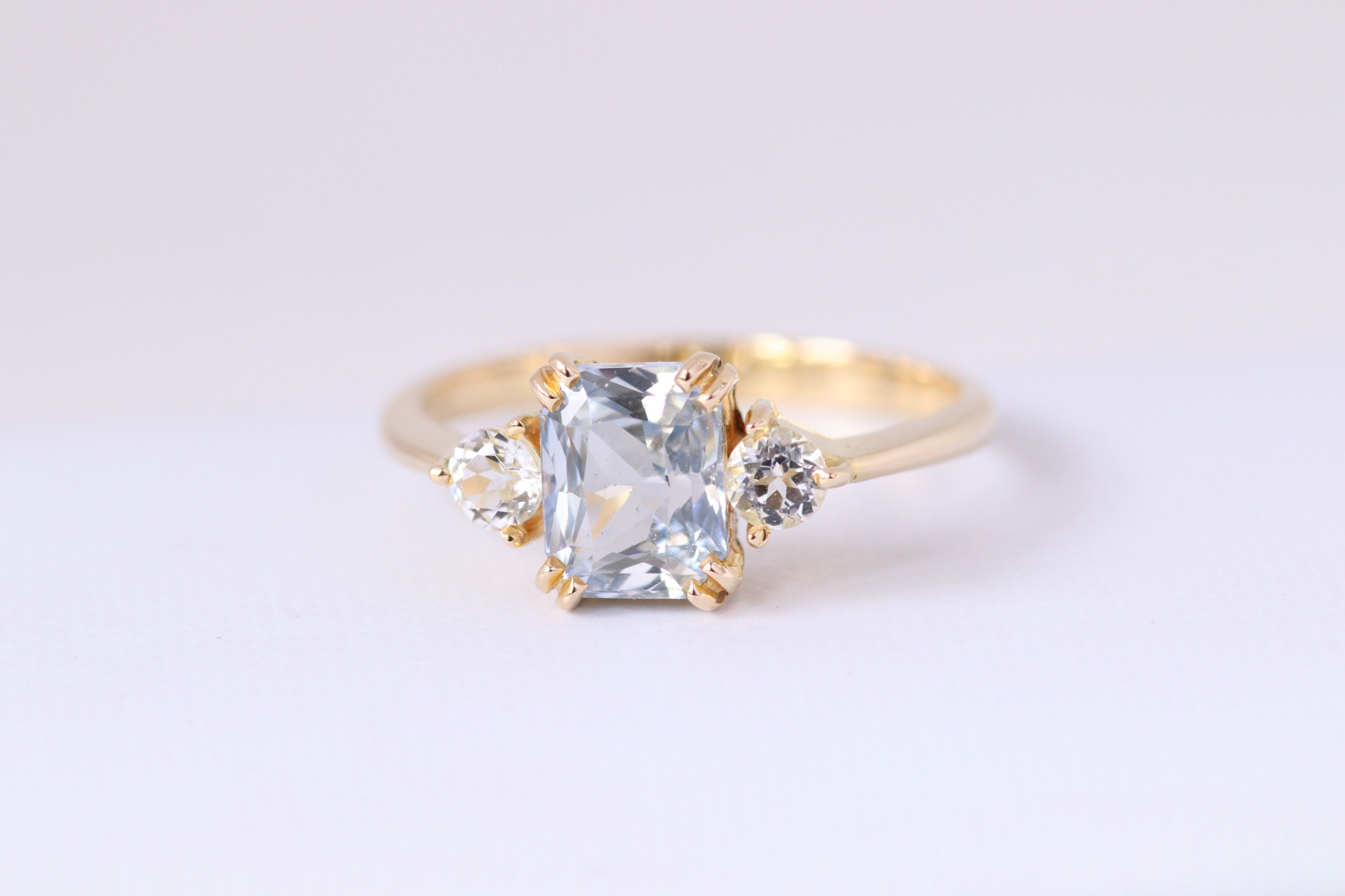Light Blue Sapphire Engagement Ring 14k Yellow Gold Sapphire | Etsy