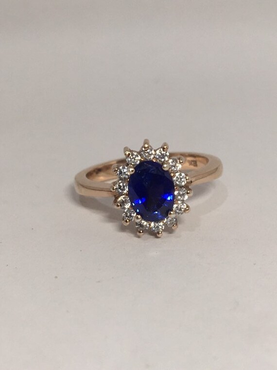 Oval Ceylon Blue Sapphire Ring In 18k White Gold Kate Etsy