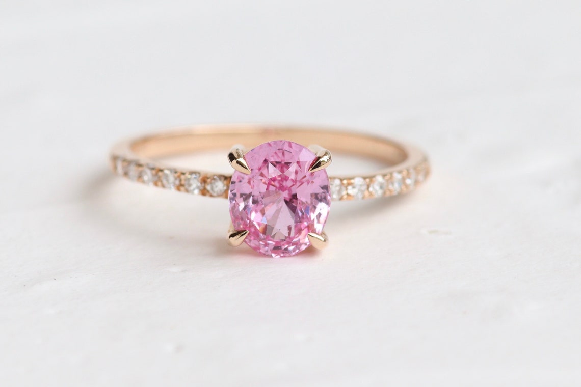 Oval padparadscha sapphire 14k Rose Gold