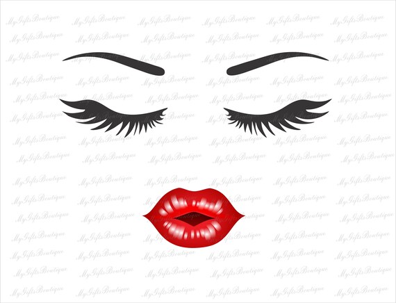 Long Lashes Red Hot Lips Png Jpgpdf Files Shirts Print Etsy