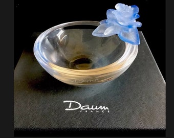 Daum Rose Dish with Orginal Box And Paperwork