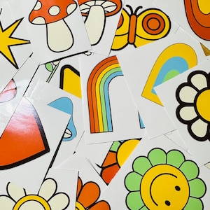 15 Suprise Retro Hippy Vinyl Waterproof Sticker Pack