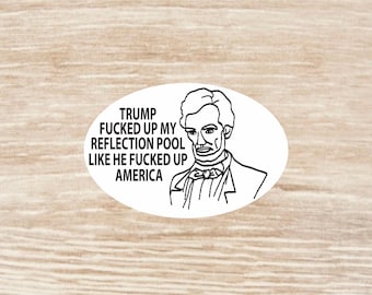 Lincoln “Trump Fucked Up My Reflection Pool Like He Fucked Up America” Sticker sheet, die cut waterproof vinyl decals - 26 Stickers