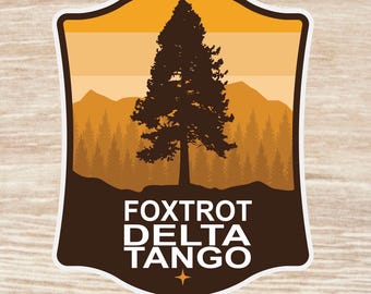 Hoja de calcomanías de vinilo impermeables de los Bosques Nacionales Foxtrot Delta Tango (16 calcomanías)