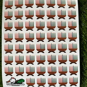Kwanzaa Kinara Laminated Sticker Sheet - 54 Vinyl Decals
