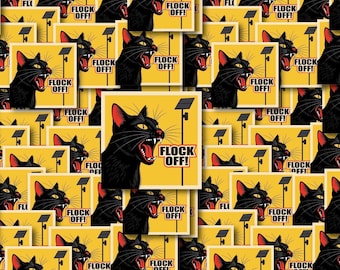 Flock Off! Black Cat Individual Sticker Pack, Die Cut Waterproof Vinyl decals - 1, 10, 20, 30, 40, 50 and 100.
