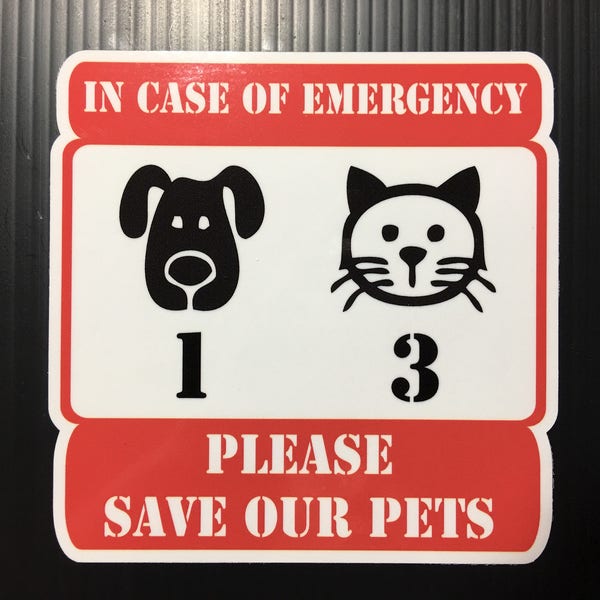 Save Our Pets - Emergency Sticker, Vinyl Decal