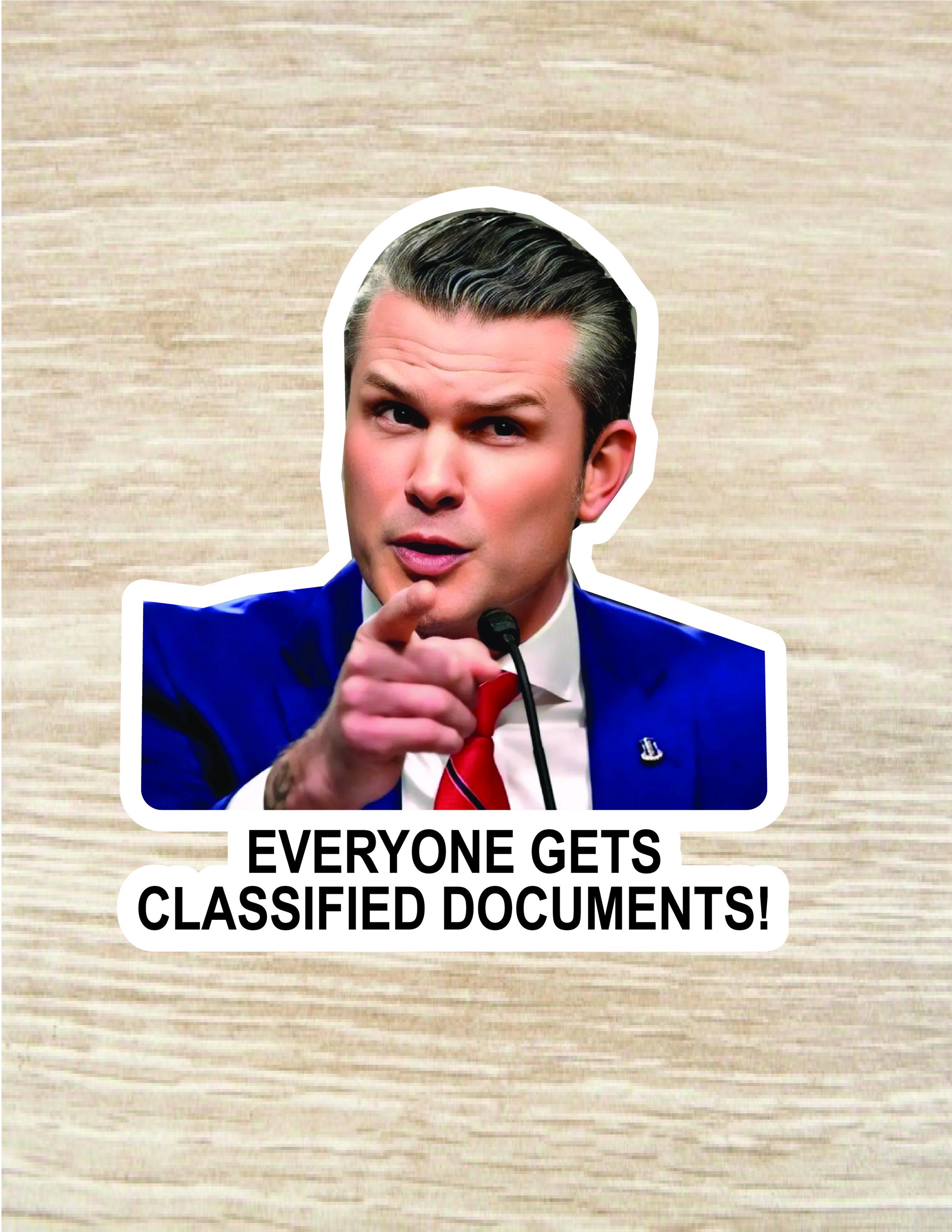 Everyone Gets Classified Documents! Hegseth Individual Sticker Pack ...