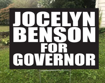 Jocelyn Benson For Governor Yard Sign with stake, Waterproof, Great Rally Sign
