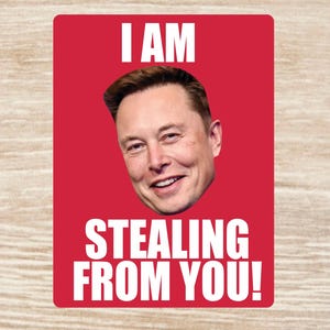 Ti sto rubando Elon Musk Foglio di adesivi, decalcomanie in vinile impermeabile fustellate - 17 adesivi