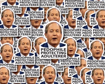 Ken Paxton Pedophile Protecting Adulterer Individual Sticker Pack, Die Cut Waterproof Vinyl decals - 1, 10, 20, 30, 40, 50 and 100.