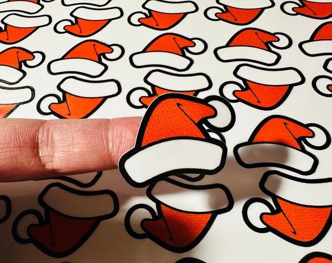 Christmas Basset Hound Sticker, Santa Hat Basset Hound, Santa Paws