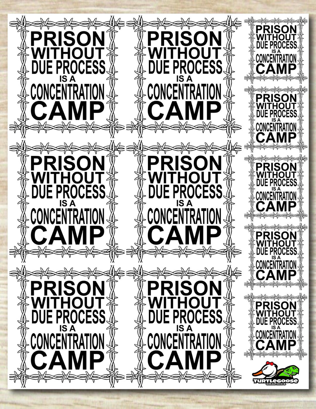Prison Without Due Process is A Concentration Camp Sticker Sheet, Vinyl ...