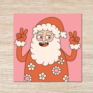 Vintage Santa parpadeando el signo de la paz pegatina o imán impermeable