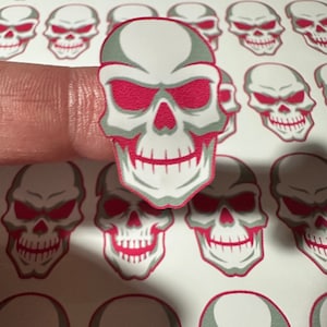 Pink Skull Sticker Sheet, 60 Laminated Vinyl Decals
