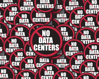No Data Centers Black Individual Sticker Pack, Die Cut Waterproof Vinyl decals - 1, 10, 20, 30, 40, 50 and 100.