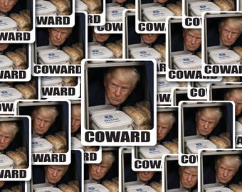 Trump “Coward” Individual Stickers Pack, Die Cut Waterproof Vinyl decals - 1, 10, 20, 30, 40, 50 and 100.