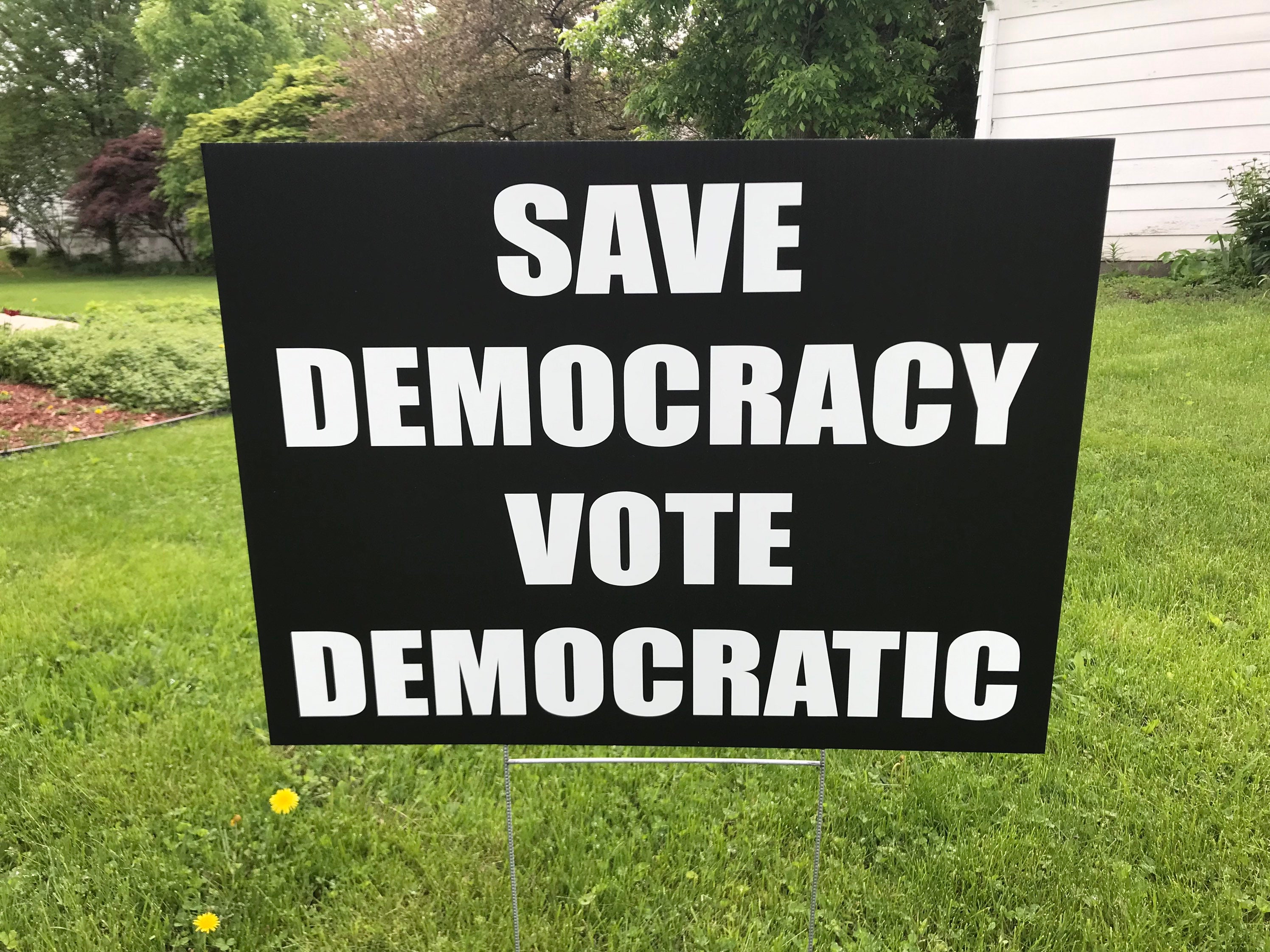 Save Democracy Vote Democratic Double Sided Yard Sign, Protest Sign