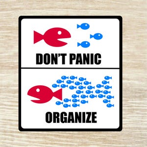 Foglio di adesivi Don’t Panic Organize, decalcomanie in vinile impermeabili fustellate - 15 adesivi