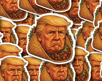 TACO Trump Individual Sticker Pack, Die Cut Waterproof Vinyl decals - 1, 10, 20, 30, 40, 50 and 100.