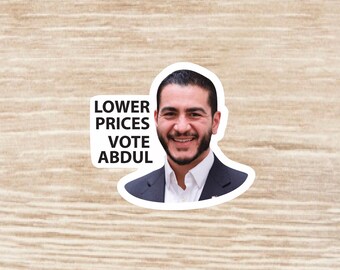 Lower Prices Vote Abdul  Sticker sheet, die cut waterproof vinyl decals, Michigan - 35 Stickers