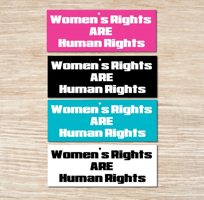 Women's Rights ARE Human Rights Bumper Sticker or Magnet, Decal image 1
