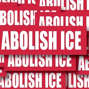 Abolish ICE レッド個別ステッカーパック、ダイカット防水ビニールデカール - 1、10、20、30、40、50、100。