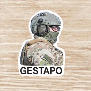 ICE Is The Gestapo Die Cut Sticker sheet, Waterproof vinyl decals - 36 Stickers
