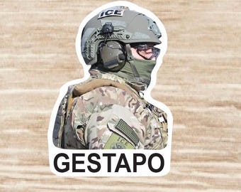 ICE Is The Gestapo Die Cut Sticker sheet, Waterproof vinyl decals - 36 Stickers