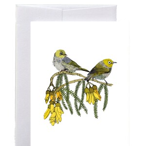 Native Neuseeland Illustrierte Tauhou (Silvereye) Karte