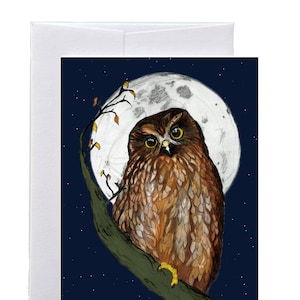 Carte de voeux illustrée Ruru Owl (Morepork)