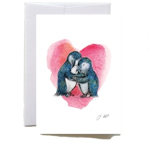 Korora Pinguin Herz Grußkarte
