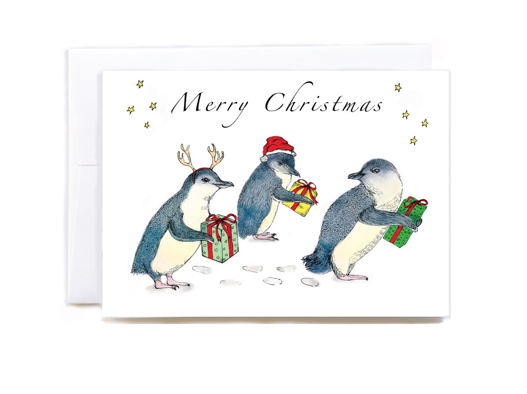 NZ Korora Penguin 4 Pack Christmas Cards - Etsy