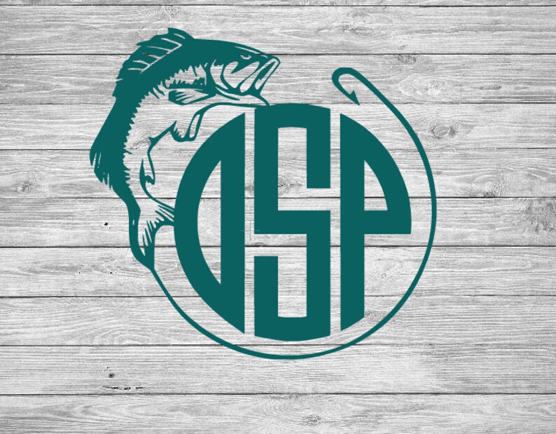 Download Fish n Hook Monogram Decal Fishing Decal Monogram Fish | Etsy
