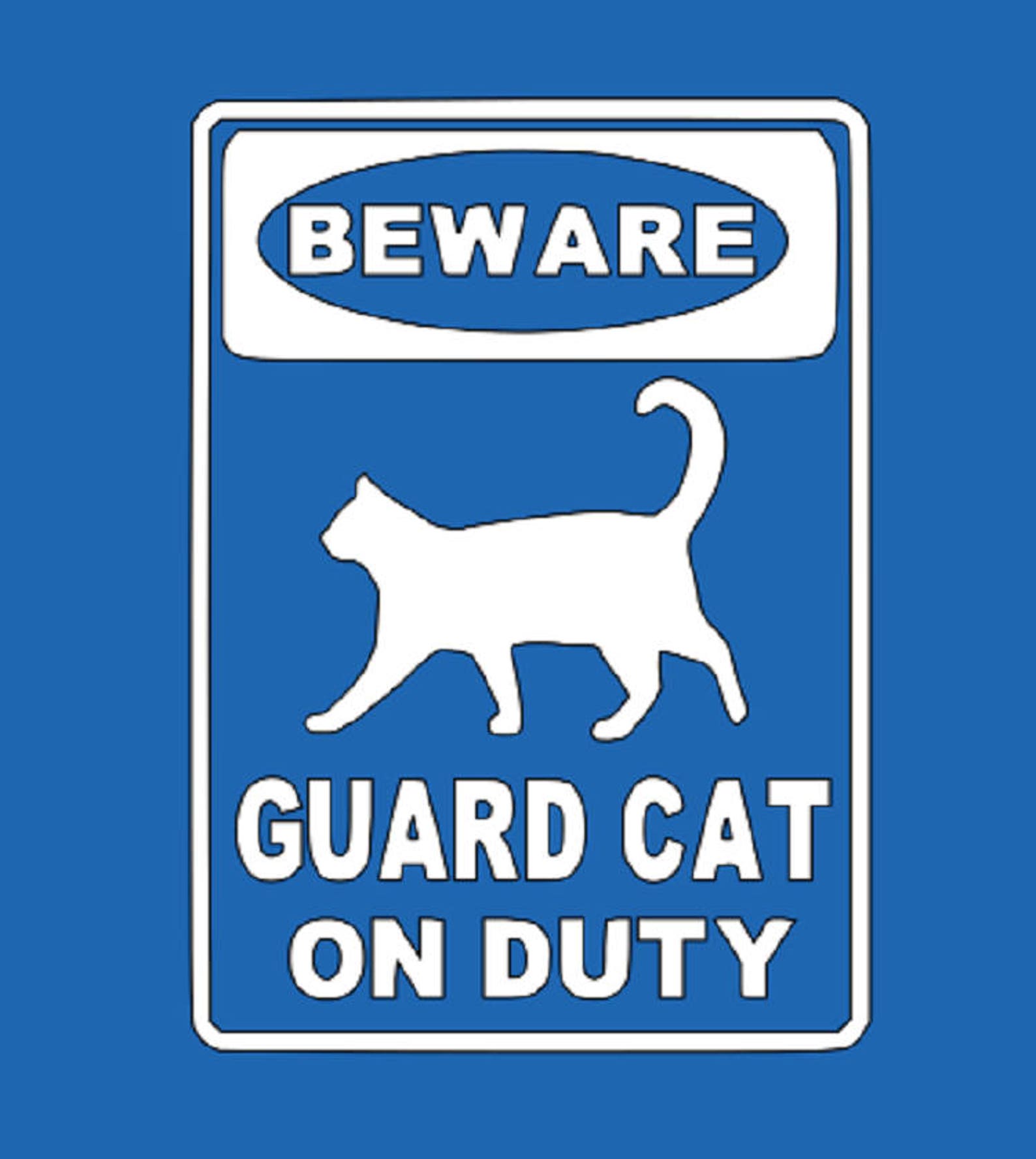 2 Beware Guard cat on duty vinyl decals Front door decal Etsy