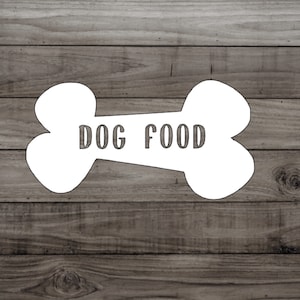 2 Dog Food label vinyl decals, Labels, Dog food, Organizing decals