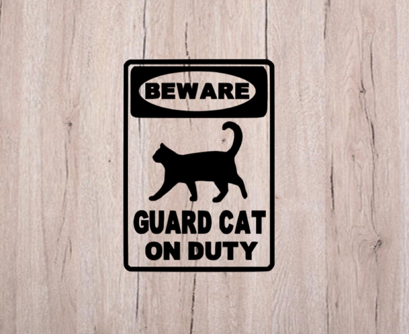 2 Beware Guard cat on duty vinyl decals Front door decal Etsy