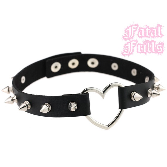 Goth Collar 2 Inch Spiked Collar Faux Leather Spiked Punk
