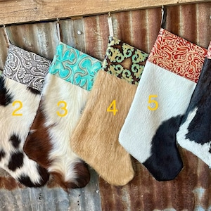 Cowhide Christmas Stockings