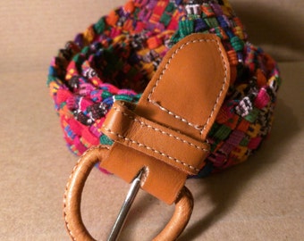 Woven belt, cinturón artesanal tejido,multicolored leather cotton artisanal belt, boho belt, bohemian folk mexican belt,weave leather belt